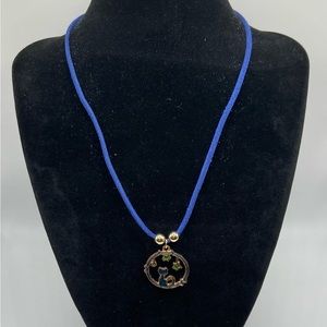 Cat Moon Star Celestial Charm Faux Leather String Cord Necklace